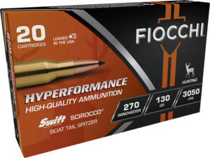 Fiocchi 270SCA Hyperformance 270Win 130gr Swift Scirocco II Bonded 20 Per Box/10 Case