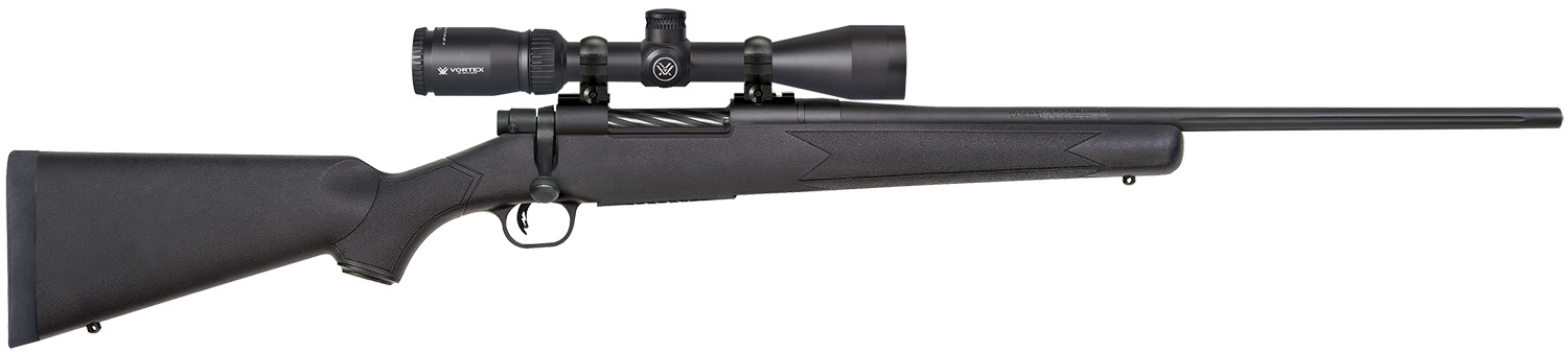 Mossberg 28053 Patriot 7mm-08 Rem Caliber with 5+1 Capacity, 22" Fluted Barrel, Matte Blued Metal Finish & Black Synthetic Stock Right Hand (Full Size) Includes Vortex Crossfire II 3-9x40mm Scope