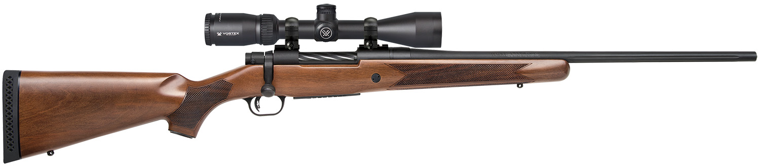 Mossberg 27941 Patriot 270 Win Caliber with 5+1 Capacity, 22" Fluted Barrel, Matte Blued Metal Finish & Walnut Stock Right Hand (Full Size) Includes Vortex Crossfire II 3-9x40mm Scope