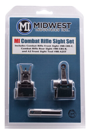 Midwest Industries MICRSSET Combat Rifle Sight Set Black Flip Up Front & Rear for AR-15, M16, M4