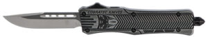 CobraTec Knives SSWCTK1SDNS CTK-1 Small 2.75" OTF Drop Point Plain D2 Steel Blade/Black Stonewashed Aluminum Handle Features Glass Breaker Includes Pocket Clip