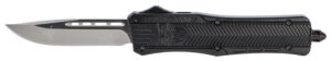 CobraTec Knives MBCTK1MDNS CTK-1  Medium 3" OTF Drop Point Plain D2 Steel Blade/Black Aluminum Handle Features Glass Breaker Includes Side Button