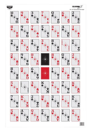 Birchwood Casey 37028 EZE-Scorer Playing Cards Paper Hanging 23" x 35" Black/Red 100 Per Pkg