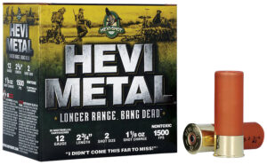 HEVI-Metal HS38702 HEVI-Metal Longer Range 12Gauge 2.75" 1 1/8oz 2Shot 25 Per Box/10 Case