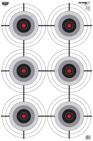 Birchwood Casey 37038 EZE-Scorer 6-Bullseye Paper Target 23" x 35" 100 Per Pack