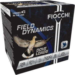 Fiocchi 28GT8 Field Dynamics Dove & Quail 28Gauge 2.75" 3/4oz 8Shot 25 Per Box/10 Case