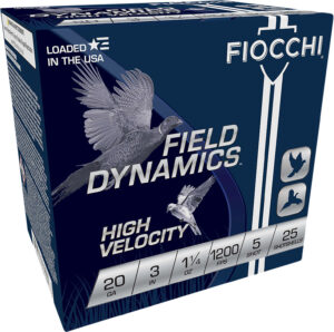 Fiocchi 203HV5 Field Dynamics High Velocity 20Gauge 3" 1 1/4oz 5Shot 25 Per Box/10 Case