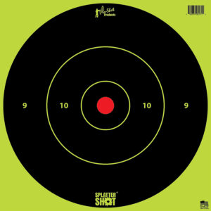 Pro-Shot 12BGREENTG12PK SplatterShot  12" Bullseye Hanging Heavy Paper Black/Red Impact Enhancement Yes White 12 PK
