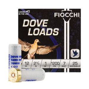 Fiocchi 12DLS17 Dove & Quail 12Gauge 2.75" 1oz 7Shot 25 Per Box/10 Case