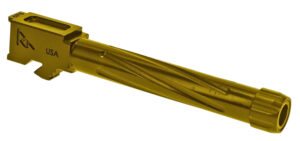 Rival Arms RA20G104E Precision Match Grade 9mm Luger Compatible w/Glock 17 Gen5, 4.49" Fluted Threaded Gold PVD Stainless Steel