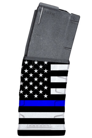 Mission First Tactical EXDPM556AMB1 Extreme Duty 30rd 223 Rem/5.56x45mm Fits AR-15/M4 Black w/Blue Line American Flag Polymer