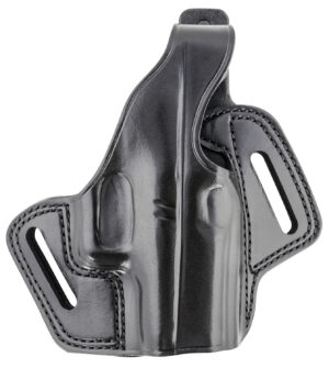 Galco FL800RB Fletch OWB Black Leather Belt Slide Compatible w/Glock 43/43X, Springfield Hellcat Belt Up to 1.75" Wide Right Hand