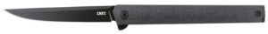 CRKT 7097K CEO Blackout 3.35" Folding Plain Black EDP AUS-8A SS Blade/Black GRN Handle Includes Pocket Clip