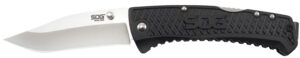 S.O.G SOG-TD1011-C Traction 3.50" Folding Clip Point Plain Satin 5Cr13MoV SS Blade Black Textured GRN Handle Includes Pocket Clip