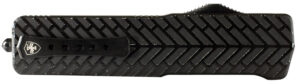 Templar Knife LAHBG52 Premium LW Large 3.55" OTF Tanto Part Serrated Black Oxide Stonewashed D2 Steel Blade, 5.25" Black Herringbone Aluminum Handle