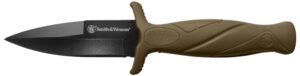 Smith & Wesson Knives 1100073 H.R.T. Flase Edge 2.75" Fixed Plain Black Oxide Stainless Steel Blade Flat Dark Earth Rubber Handle Includes Sheath