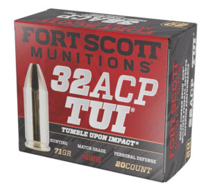 Fort Scott Munitions 32ACP71SCV Tumble Upon Impact (TUI) 32ACP 71gr Solid Copper Spun 20 Per Box/25 Case