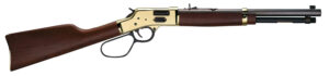 Henry H006GR Side Gate Carbine 44 Mag/44 Special 7+1 16.50" Blued Octagon Barrel, Polished Brass Rec, American Walnut Stock, Adj. Sight, Large Loop Lever