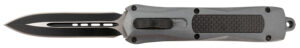 Steel River Knives A163BD Spartan  3.50" OTF Dagger Plain Black/Silver 440C SS Blade/ Gray w/Carbon Fiber Inlay Aluminum Zinc Alloy Handle