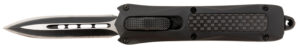 Steel River Knives MA163BD Spartan  Mini 2.70" OTF Dagger Plain Black/Silver 440C SS Blade/ Black w/Carbon Fiber Inlay Aluminum Zinc Alloy Handle