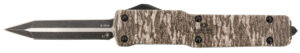 Templar Knife MAMOB121 Premium LW Slim 3.16" OTF Dagger Plain Black Oxide Stonewashed Powder Coated D2 Steel Blade, 4.93" Mossy Oak Bottomland Aged Aluminum Handle