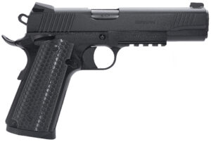 Girsan 392061 MC1911 S Untouchable Full Size Frame 9mm Luger 9+1 5" Black Steel Barrel, Black Serrated Steel Slide & Frame w/Beavertail & Picatinny Rail, Black Polymer Grip