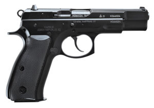 CZ-USA 75B 50th Anniversary Elite 9mm Luger 16+1 4.60" Black Barrel, Engraved 50th Anniversary/Serrated Slide, Black Polycoat Steel Frame w/Beavertail, Black Plastic Grip