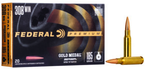 Federal GM308BH185 Premium Gold Medal 308Win 185gr Berger Jugernaught Open Tip Match 20 Per Box/10 Case