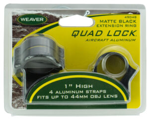 Weaver Mounts 49048 Quad Lock Detachable Rings Matte Black 1" High Extended