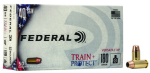 Federal TP40VHP1 Train + Protect  40S&W 180gr Versatile Hollow Point 50 Per Box/10 Case