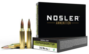 Nosler 40030 E-Tip Lead Free 243Win 90gr E Tip Lead Free 20 Per Box/10 Case
