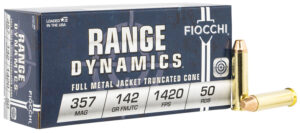 Fiocchi 357F Range Dynamics 357Mag 142gr Full Metal Jacket Truncated Cone 50 Per Box/20 Case