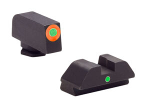 AmeriGlo GL205 i-Dot Sight Set for Glock Green Tritium Orange Outline Front Sight-Green Tritium Rear Sight