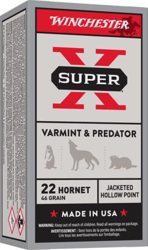 Winchester Ammo X22H2 Super X 22Hornet 46gr Jacketed Hollow Point 50 Per Box/10 Case