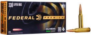 Federal GM338LM2 Premium Gold Medal 338LapuaMag 300gr Sierra MatchKing BTHP 20 Per Box/10 Case