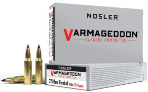 Nosler 65125 Varmageddon  221RemFireball 40gr Flat Base Tipped 20 Per Box/20 Case