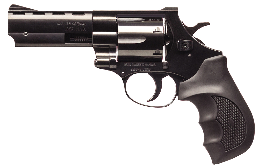 Weihrauch Guns EARB3574 Windicator 357 Mag 6rd 4" Blued Steel Barrel & Cylinder, Compact Blued Steel Frame w/Exposed Hammer, Ramp Front/Fixed Rear Sights, Finger Grooved Black Rubber Grip