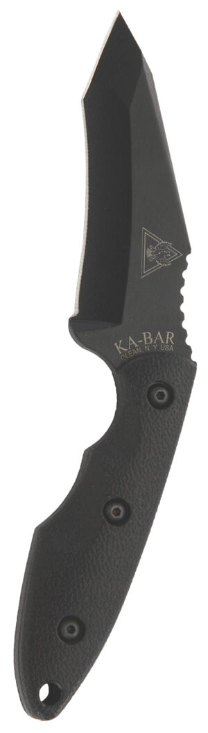 Ka-Bar 2486 TDI Hell Fire 3.56" Fixed Recurve Tanto Plain Black 1095 Cro-Van Blade, Black Ultramid Handle, Includes Sheath