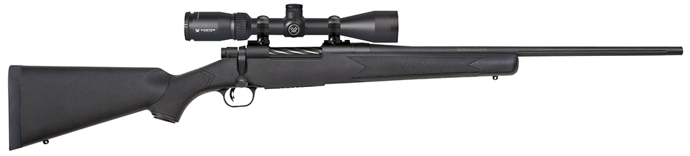Mossberg 27933 Patriot 308 Win Caliber with 5+1 Capacity, 22" Fluted Barrel, Matte Blued Metal Finish & Black Synthetic Stock Right Hand (Full Size) Includes Vortex Crossfire II 3-6x40mm Scope