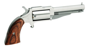 North American Arms 18603 1860 The Earl Small Frame 22 WMR 5 Shot 3" Stainless Steel Barrel, Frame & Cylinder, Rosewood Boot Grip, Exposed Hammer