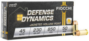 Fiocchi 45T500 Defense Dynamics 45ACP 230gr Jacketed Hollow Point 50 Per Box/10 Case
