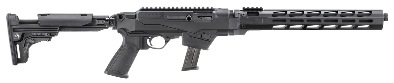 RUG PC CARBINE 9MM 16 FOLDING STOCK BLK 17RD