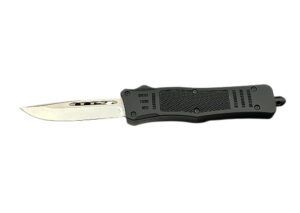 Steel River Knives MT616BULD2DP MT616 Ultralight Mini 2.75" OTF Drop Point Plain Polished D2 Steel Blade, 4.25" Black Aluminum Handle