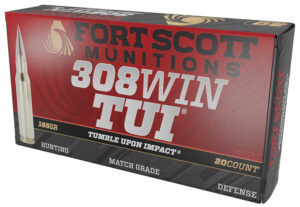 Fort Scott Munitions 308-165-SCV22 Tumble Upon Impact (TUI) 308Win 165gr Solid Copper Spun 20 Per Box/10 Case