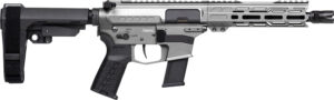 CMMG 45A890FTNG Banshee FE MkG 45 ACP 13+1 8" Black Nitride Threaded Barrel, M-LOK Handguard, Titanium Cerakote Aluminum Receiver w/Picatinny Rail, Black Polymer CMMG RipBrace, CMMG Zeroed Grip