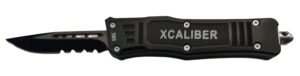 Xcaliber Knife Company 380 ACP Small 2.75" OTF Part Serrated Black 440C SS Blade, 3.91" Steel Handle