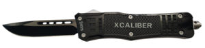 Xcaliber Knife Company 9mm Large 3.80" OTF Drop Point Black 440C SS Blade, 5.30" Steel Handle