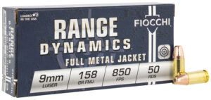 Fiocchi 9APE Range Dynamics  9mmLuger 158gr Full Metal Jacket 50 Per Box/20 Case