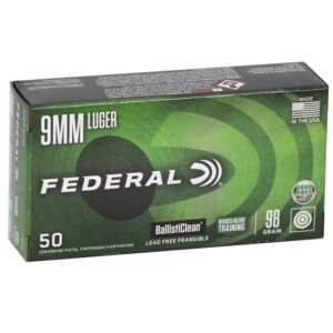 Federal BallistiClean Handgun Ammunition 9mm Luger 98gr LF Frangible 1240 fps 50/ct
