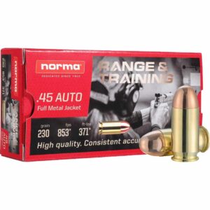 Norma Range and Training Handgun Ammunition .45 Auto 230gr FMJ 853 fps 50/ct